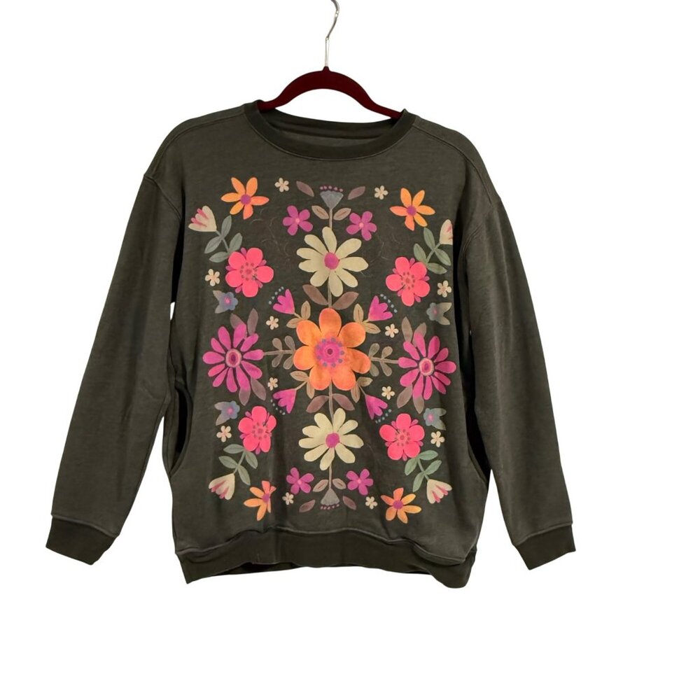 Natural‎ Life Comfy Pocket Floral Sweatshirt Size XS